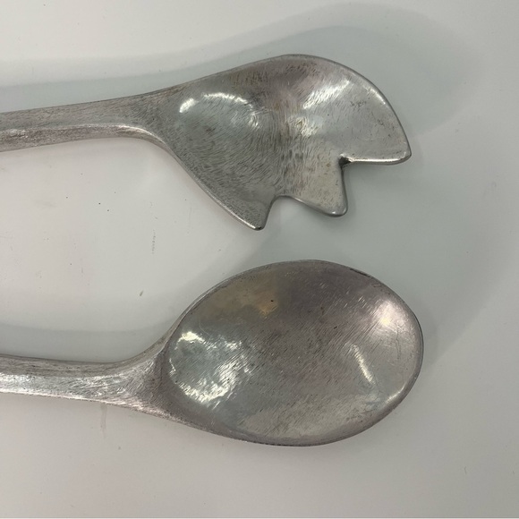 Bruce Cox biomorphic aluminum salad utensils hand made hammered - Picture 8 of 12